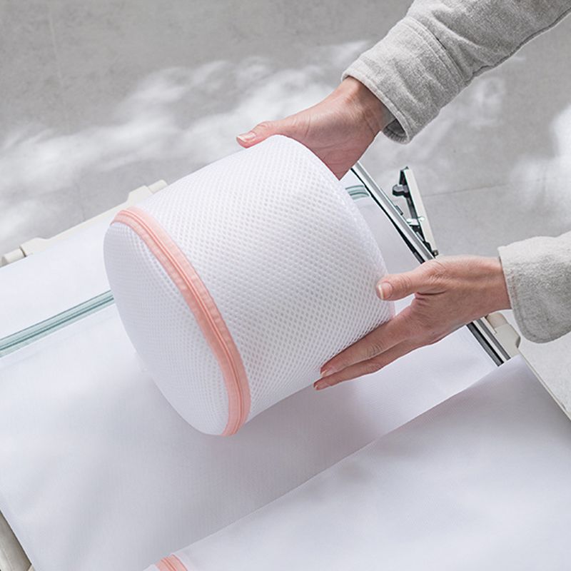 Underwear Wash Bag Bracket Mesh Zipper Underwear Bra Laundry Bag for Machine Washing White Fabric Dusty Pink Zipper - Image 2