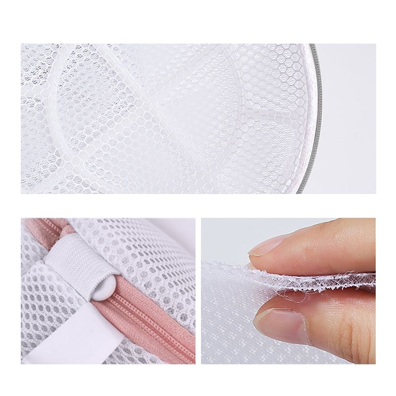 Underwear Wash Bag Bracket Mesh Zipper Underwear Bra Laundry Bag for Machine Washing White Fabric Dusty Pink Zipper - Image 3