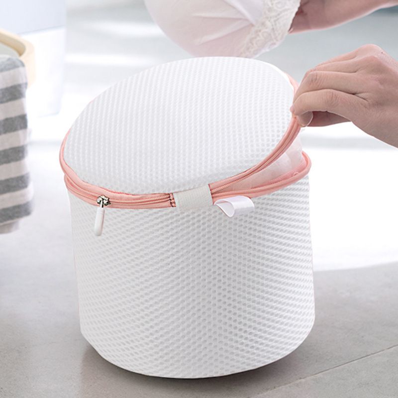 Underwear Wash Bag Bracket Mesh Zipper Underwear Bra Laundry Bag for Machine Washing White Fabric Dusty Pink Zipper - Image 5