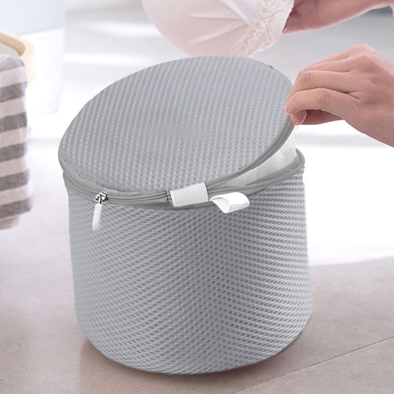 Underwear Wash Bag Bracket Mesh Zipper Underwear Bra Laundry Bag for Machine Washing Grey Fabric Grey Zipper - Image 5