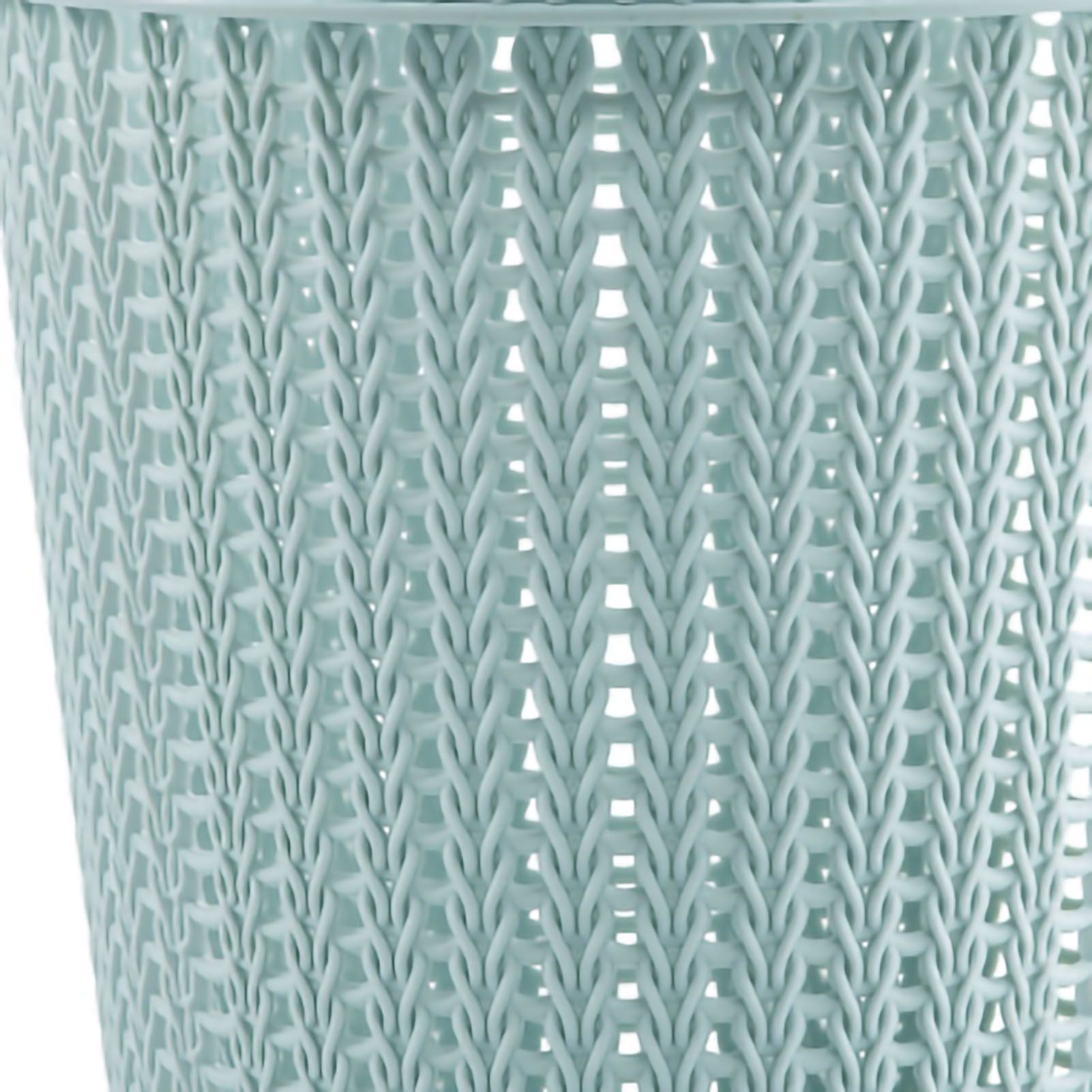 Pulling Bag Trash Can Imitation Rattan Round Plastic Garbage Bin Home Coverless Trash Storage Basket Blue L - Image 5
