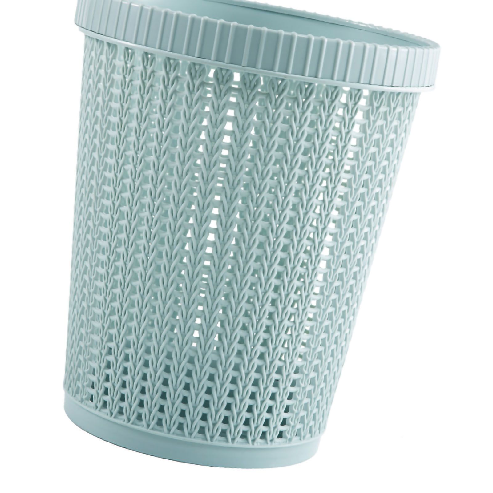 Pulling Bag Trash Can Imitation Rattan Round Plastic Garbage Bin Home Coverless Trash Storage Basket Blue S - Image 3