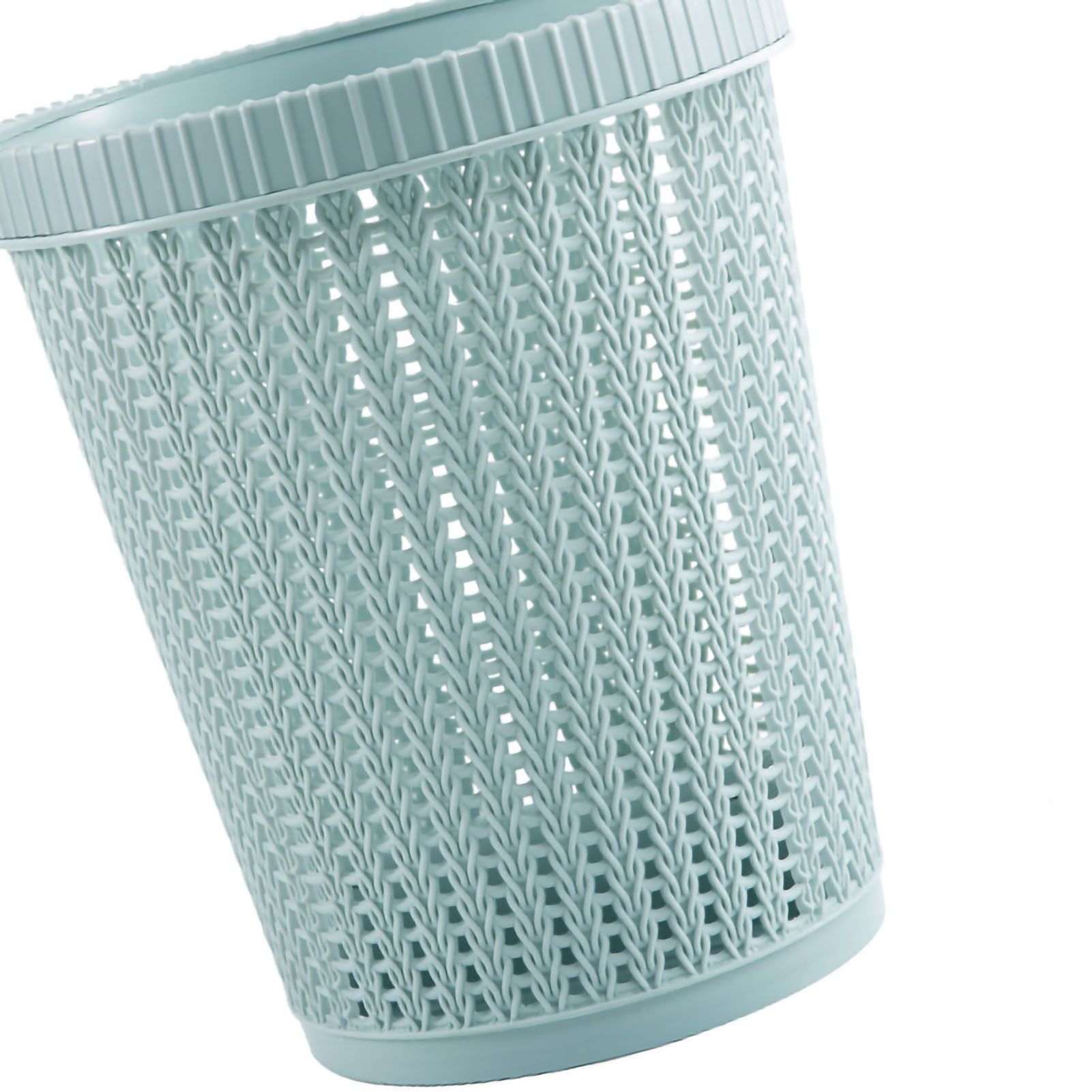 Pulling Bag Trash Can Imitation Rattan Round Plastic Garbage Bin Home Coverless Trash Storage Basket Blue S - Image 4