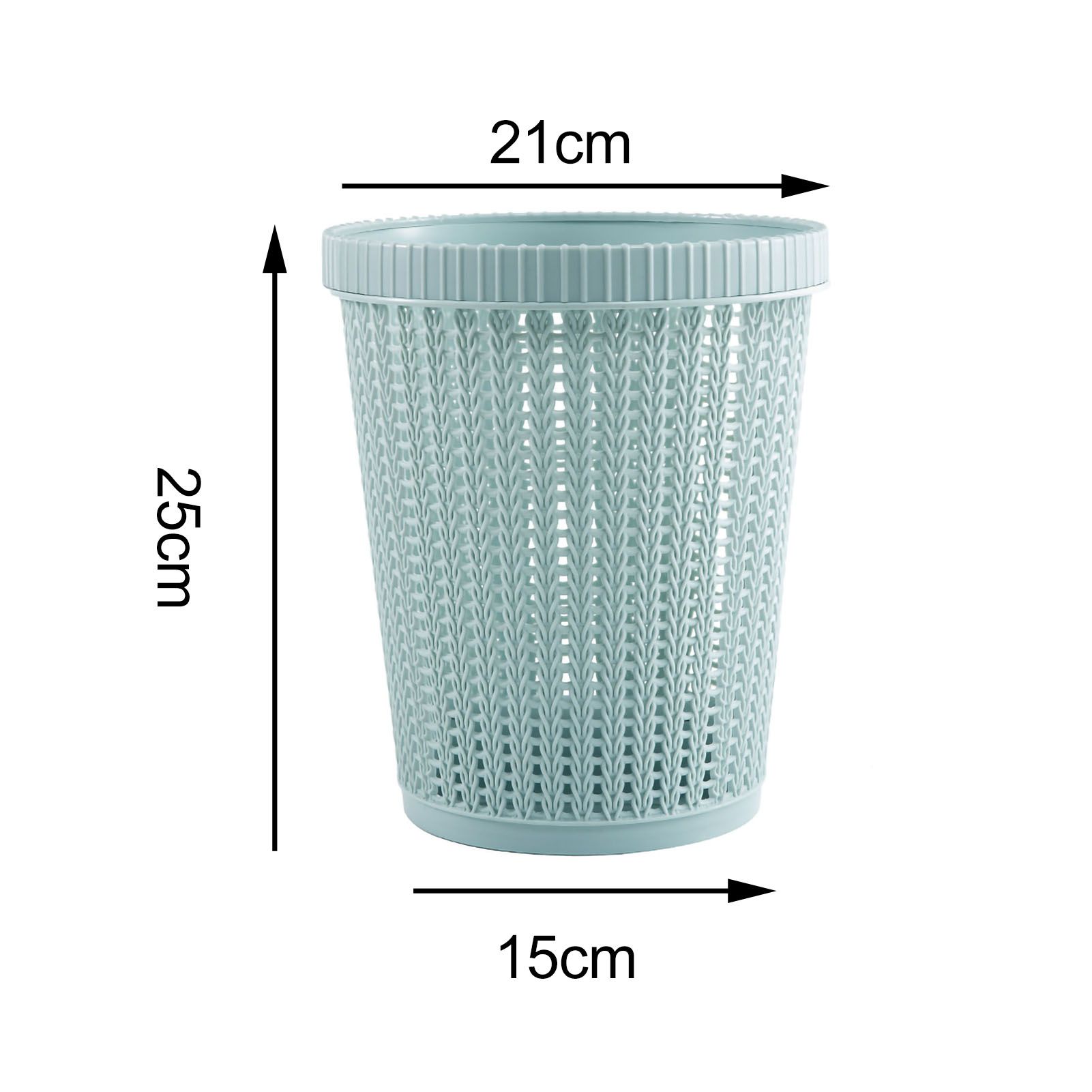 Pulling Bag Trash Can Imitation Rattan Round Plastic Garbage Bin Home Coverless Trash Storage Basket Blue S - Image 6
