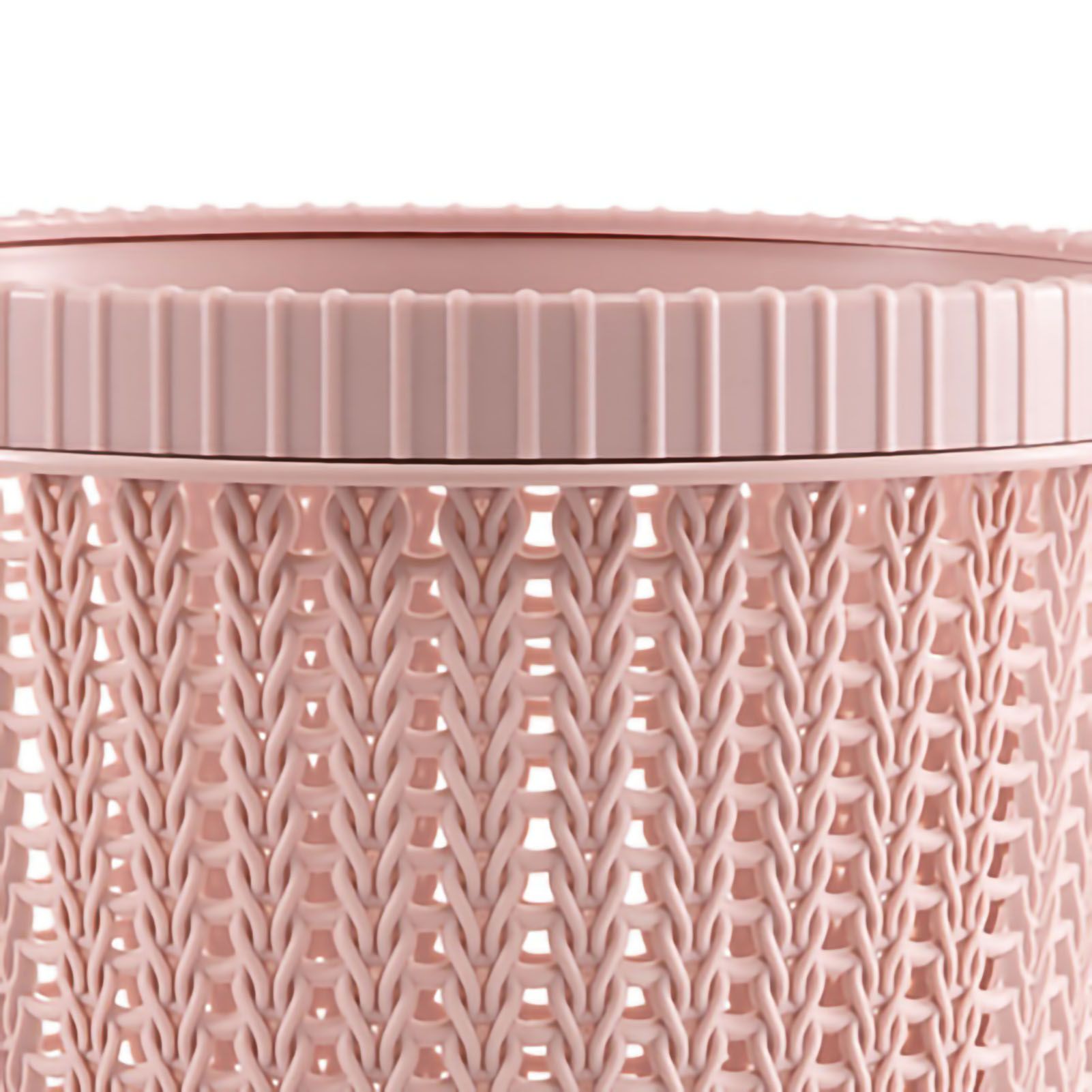 Pulling Bag Trash Can Imitation Rattan Round Plastic Garbage Bin Home Coverless Trash Storage Basket Pink L - Image 4