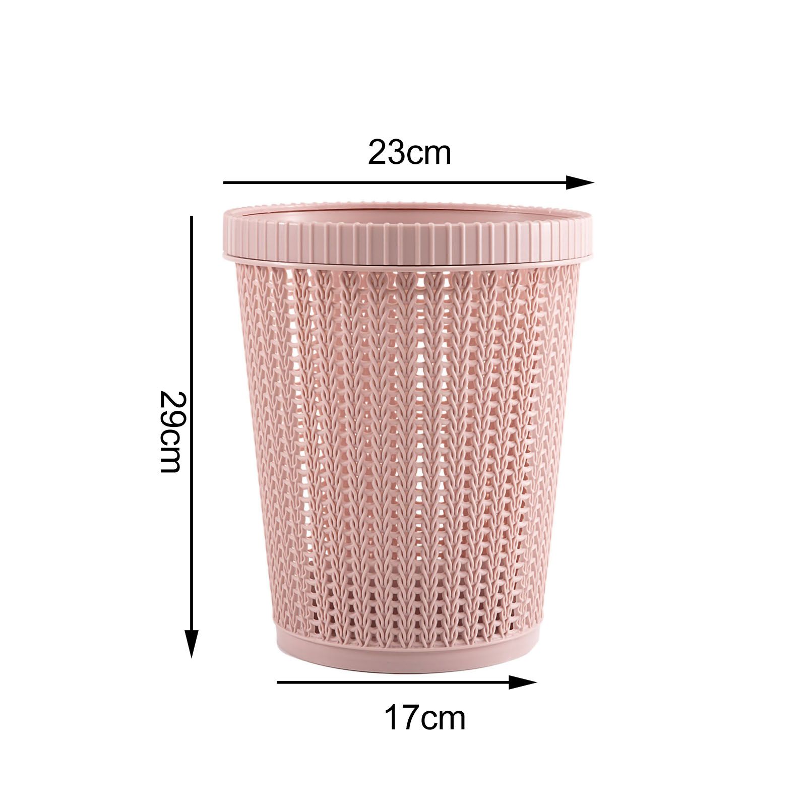 Pulling Bag Trash Can Imitation Rattan Round Plastic Garbage Bin Home Coverless Trash Storage Basket Pink L - Image 6
