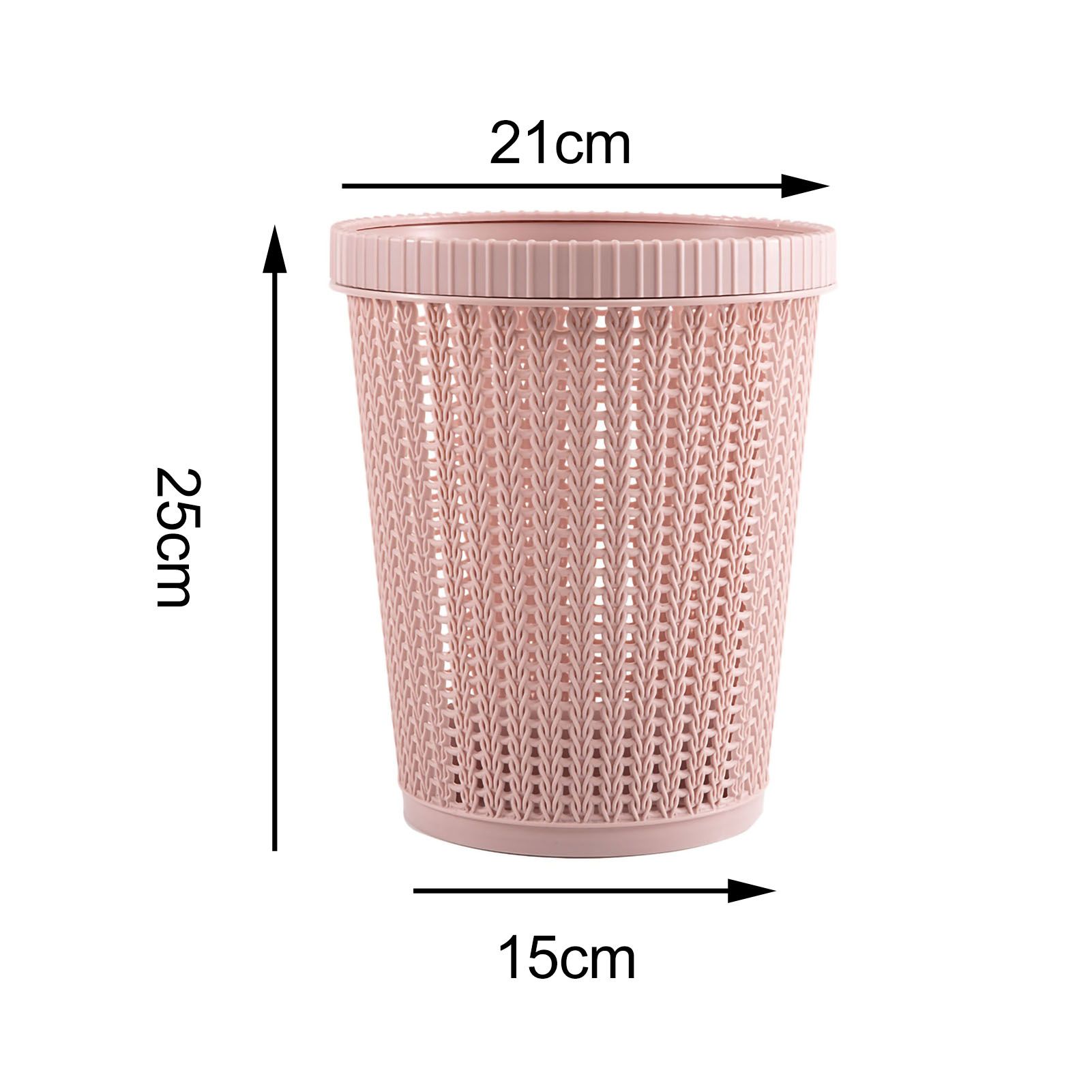 Pulling Bag Trash Can Imitation Rattan Round Plastic Garbage Bin Home Coverless Trash Storage Basket Pink S - Image 6