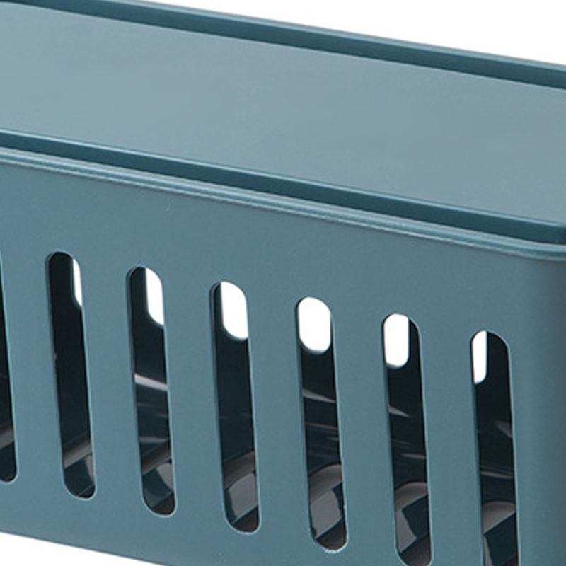 Power Strip Storage Box Hollow Heat Dissipation Simple 6 Charging Hole Cord Cable Container for Home Dark Blue - Image 2