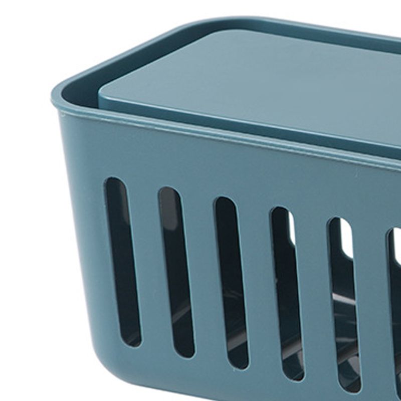 Power Strip Storage Box Hollow Heat Dissipation Simple 6 Charging Hole Cord Cable Container for Home Dark Blue - Image 3