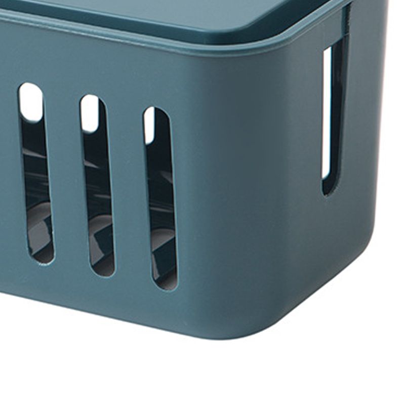 Power Strip Storage Box Hollow Heat Dissipation Simple 6 Charging Hole Cord Cable Container for Home Dark Blue - Image 4