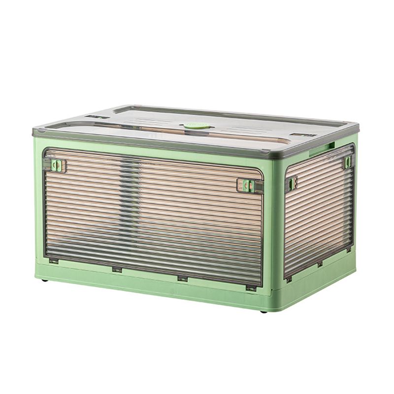 Clothes Storage Box Clear Transparent 4 Way Opening Bottom Pulley Design Plastic PET Storage Container for Home Brown Green Large 51.5x36x30 - Image 1