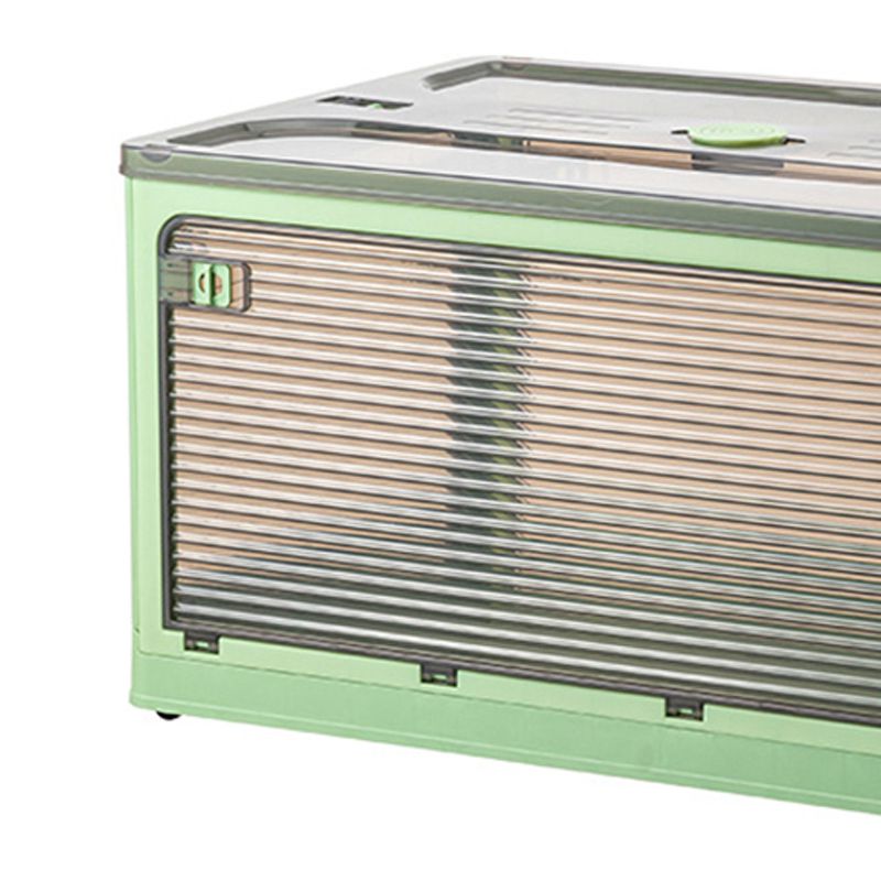 Clothes Storage Box Clear Transparent 4 Way Opening Bottom Pulley Design Plastic PET Storage Container for Home Brown Green Large 51.5x36x30 - Image 3