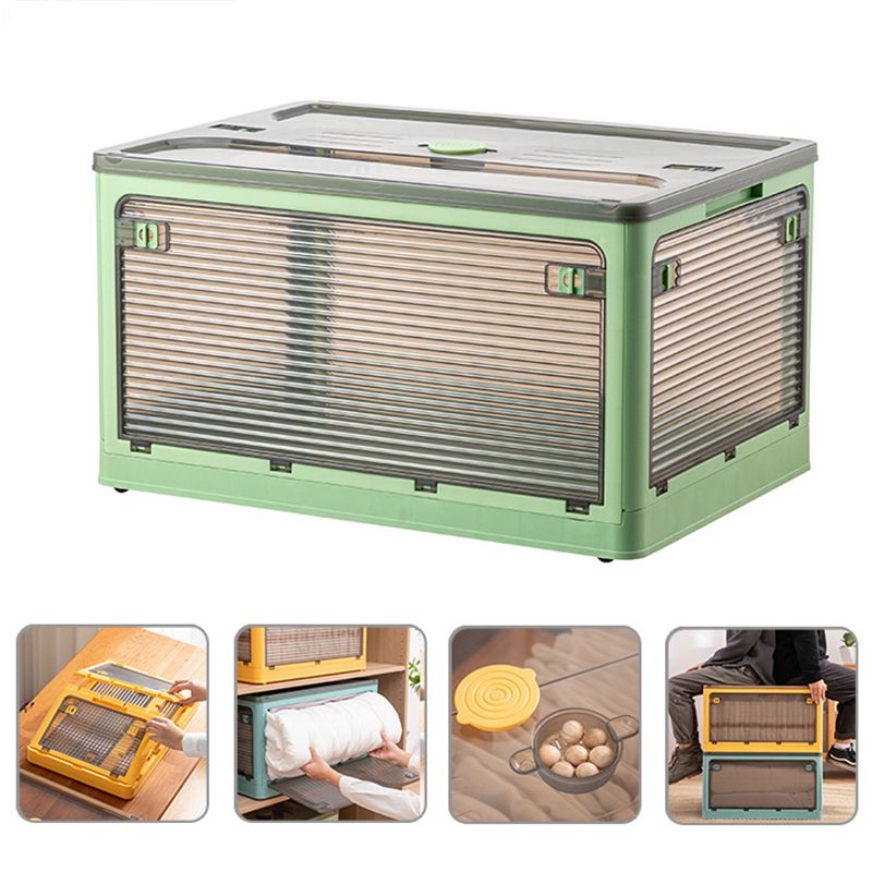 Clothes Storage Box Clear Transparent 4 Way Opening Bottom Pulley Design Plastic PET Storage Container for Home Brown Green Large 51.5x36x30 - Image 5
