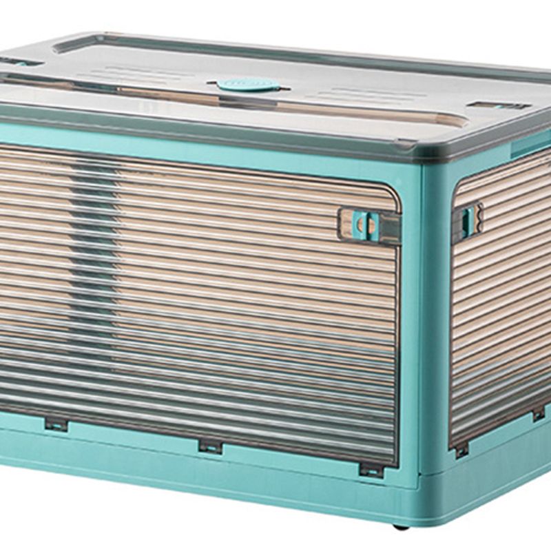 Clothes Storage Box Clear Transparent 4 Way Opening Bottom Pulley Design Plastic PET Storage Container for Home Brown Blue Large 51.5x36x30 - Image 2