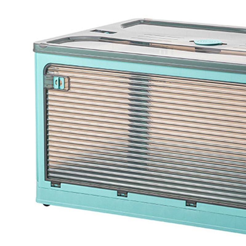 Clothes Storage Box Clear Transparent 4 Way Opening Bottom Pulley Design Plastic PET Storage Container for Home Brown Blue Large 51.5x36x30 - Image 3