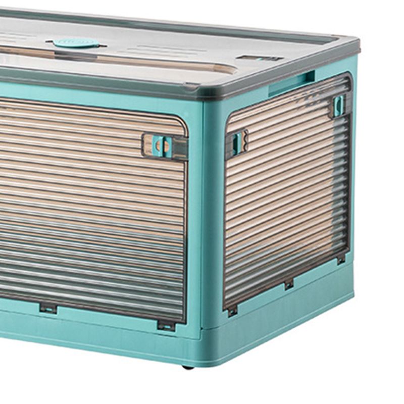 Clothes Storage Box Clear Transparent 4 Way Opening Bottom Pulley Design Plastic PET Storage Container for Home Brown Blue Large 51.5x36x30 - Image 4