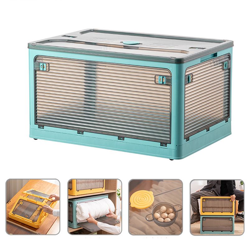 Clothes Storage Box Clear Transparent 4 Way Opening Bottom Pulley Design Plastic PET Storage Container for Home Brown Blue Large 51.5x36x30 - Image 5