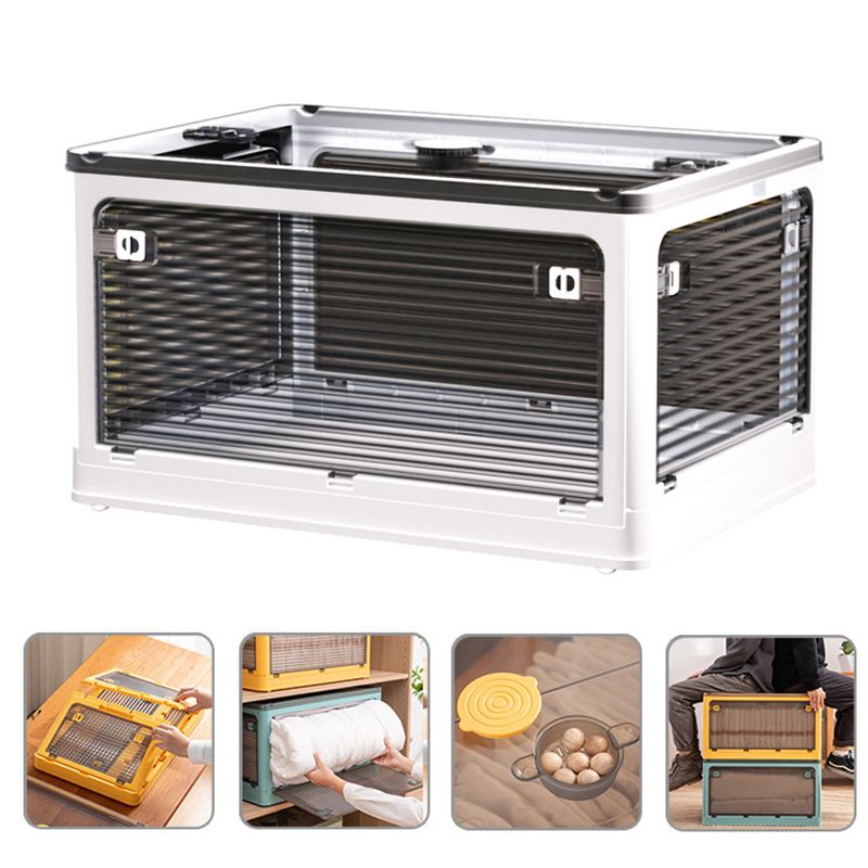 Clothes Storage Box Clear Transparent 4 Way Opening Bottom Pulley Design Plastic PET Storage Container for Home Brown White Large 51.5x36x30 - Image 5