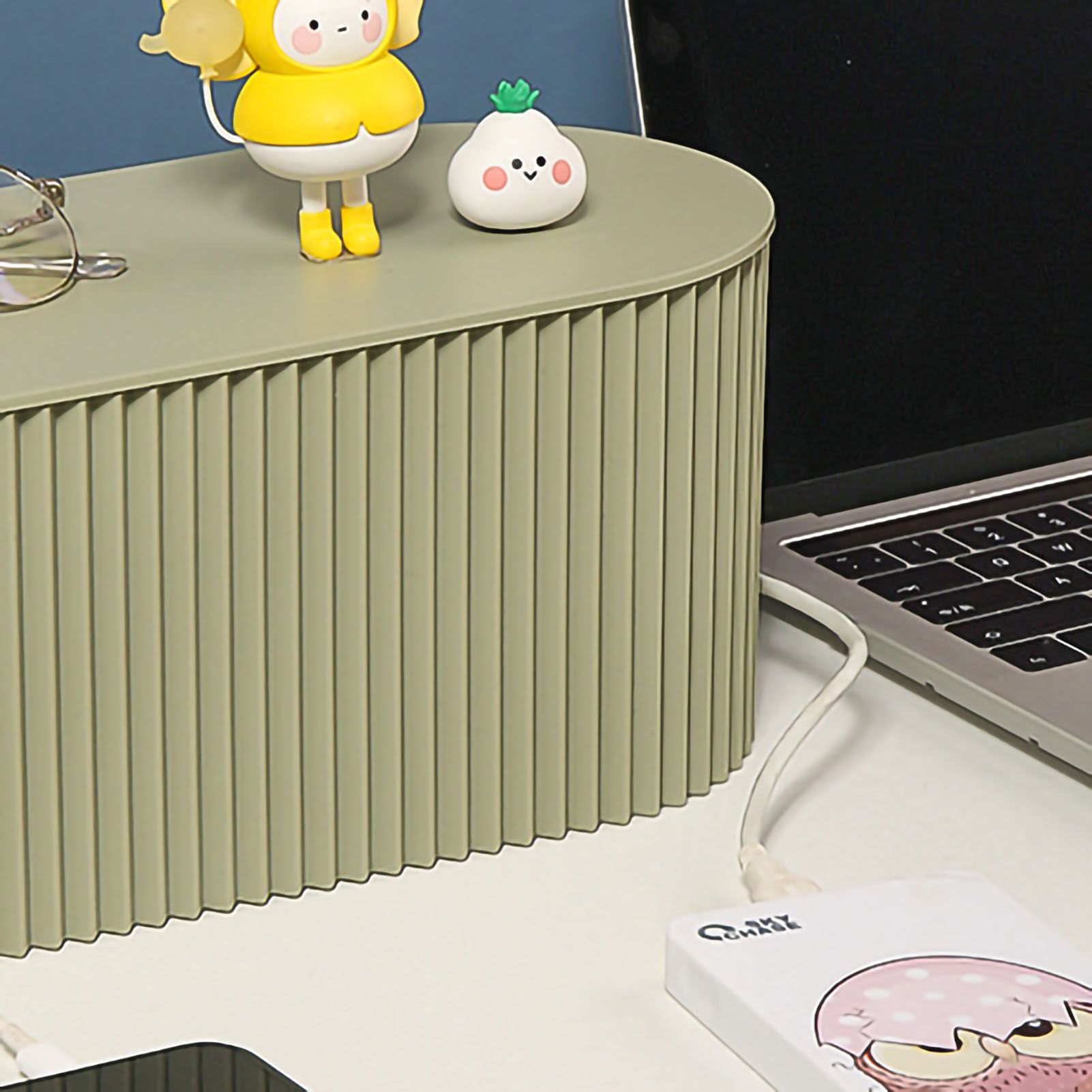 Cable Organizer Box Large Capacity Durable ABS Detachable Cover Insulated Cord Management Box for PC TV Appliances Greyish Green Large Size - Image 2