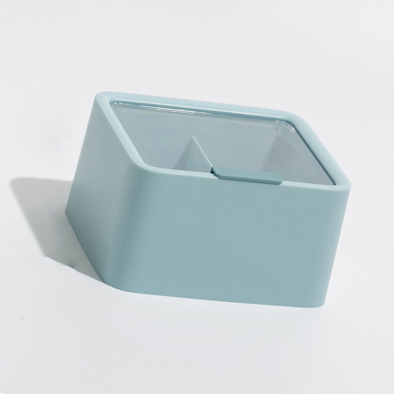 Lipstick Storage Box Large Capacity Double Layer Grid Design Transparent Storage Box with Lid for Home Office Blue - Image 3