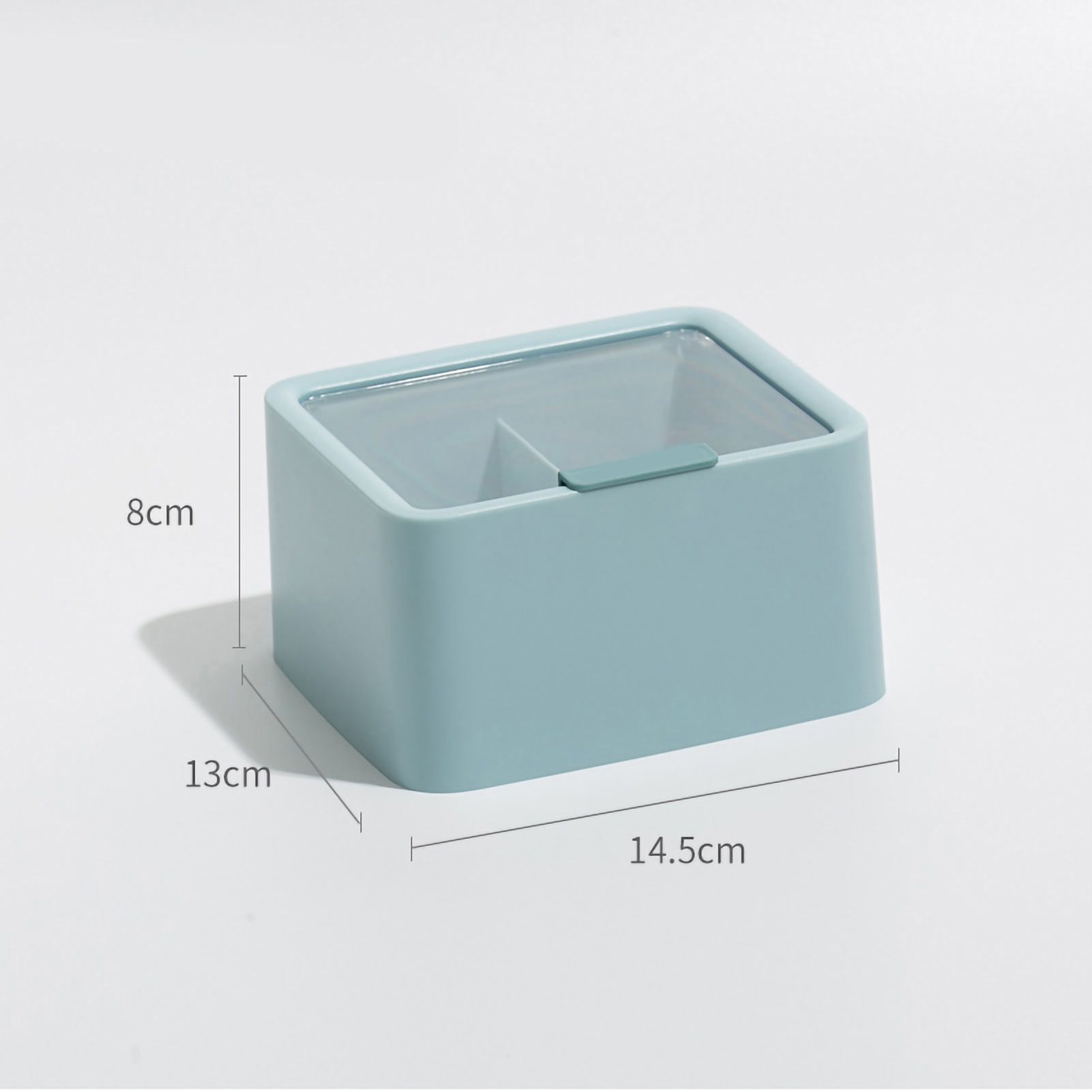 Lipstick Storage Box Large Capacity Double Layer Grid Design Transparent Storage Box with Lid for Home Office Blue - Image 4