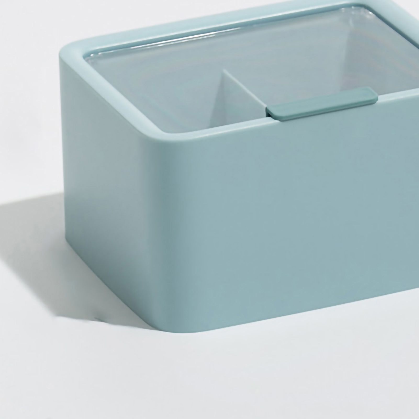 Lipstick Storage Box Large Capacity Double Layer Grid Design Transparent Storage Box with Lid for Home Office Blue - Image 5