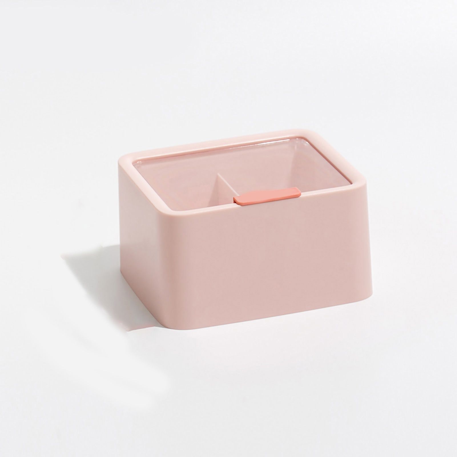 Lipstick Storage Box Large Capacity Double Layer Grid Design Transparent Storage Box with Lid for Home Office Pink - Image 1