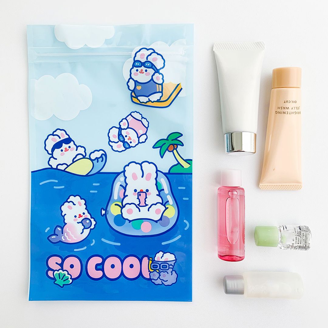 Self Sealing Bag PET CCP Wear Resistant Safe Odorless Cute Pattern Practical Reusable Self Sealing Pouch Diving Bunny 22.3x13.5 - Image 5