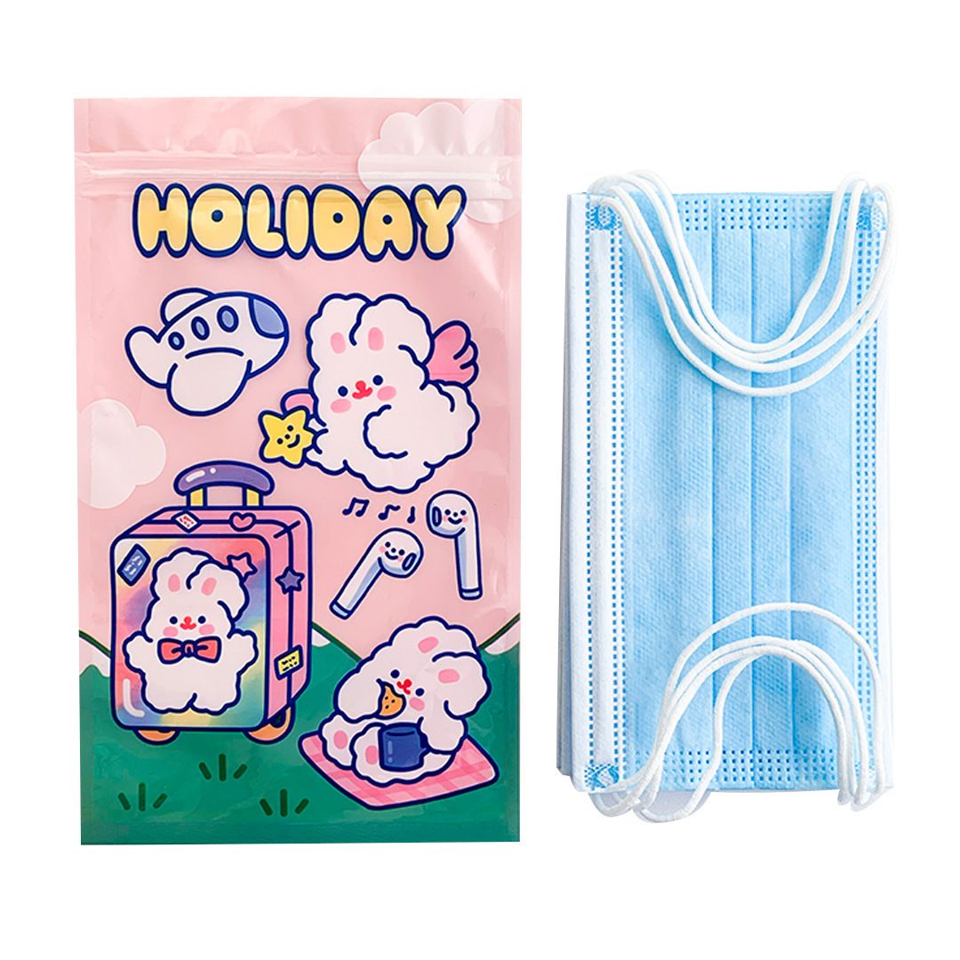 Self Sealing Bag PET CCP Wear Resistant Safe Odorless Cute Pattern Practical Reusable Self Sealing Pouch Travel Bunny 22.3x13.5 - Image 3