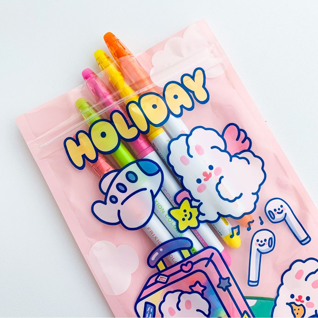 Self Sealing Bag PET CCP Wear Resistant Safe Odorless Cute Pattern Practical Reusable Self Sealing Pouch Travel Bunny 22.3x13.5 - Image 4