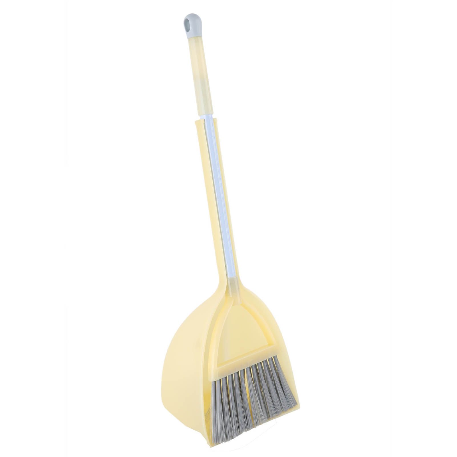 Kids Dustpan Set Soft Fur Plastic Small Broom Dustpan for Baby Kids Toys Kindergarten Yellow - Image 1