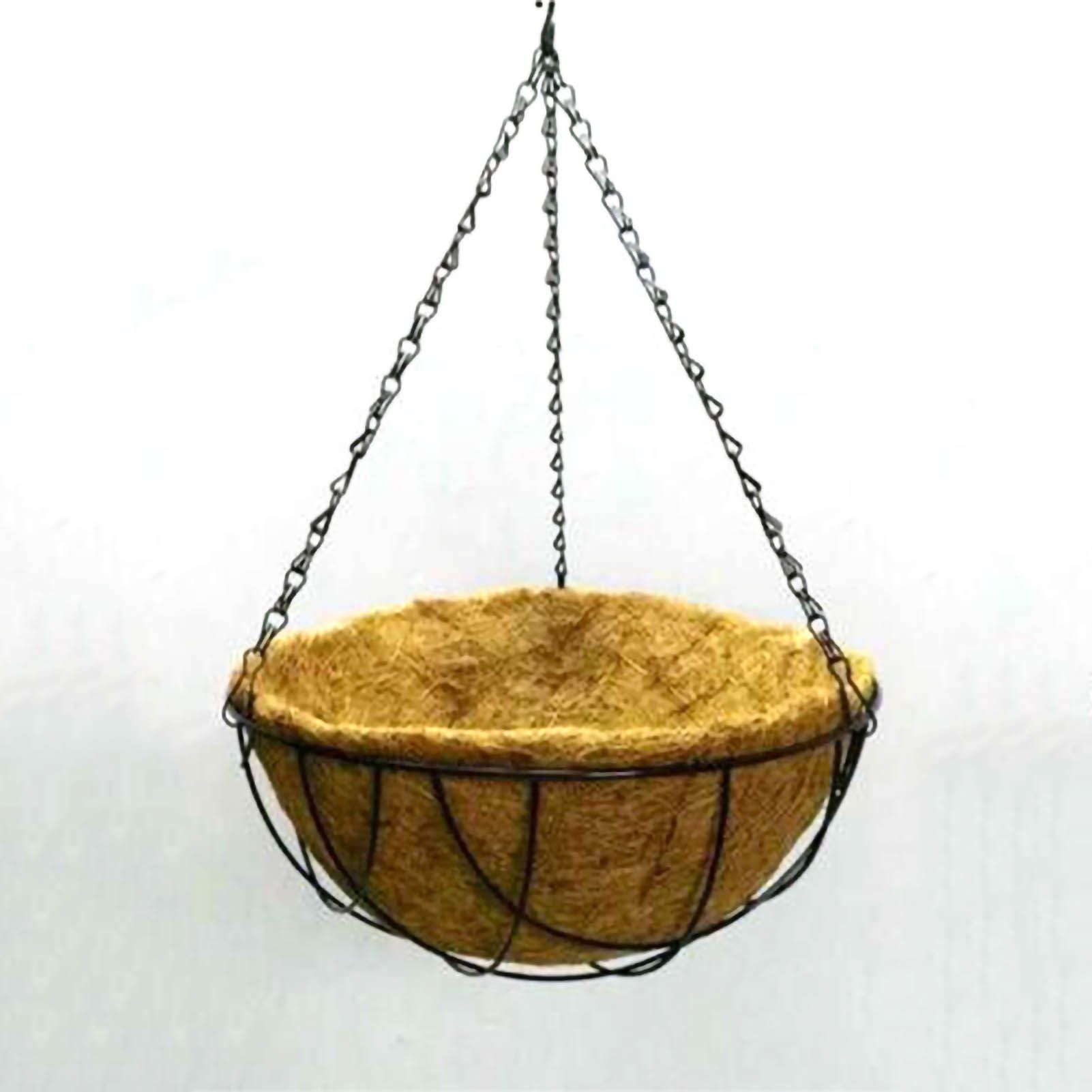 Hanging Basket Flower Pot Half Round Wire Plant Holder with Chain for Porch Garden Balcony Decoration 12in Dia 30cm Height - Image 1