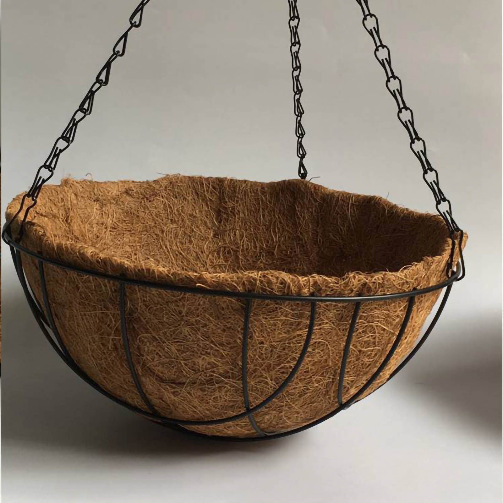 Hanging Basket Flower Pot Half Round Wire Plant Holder with Chain for Porch Garden Balcony Decoration 12in Dia 30cm Height - Image 3