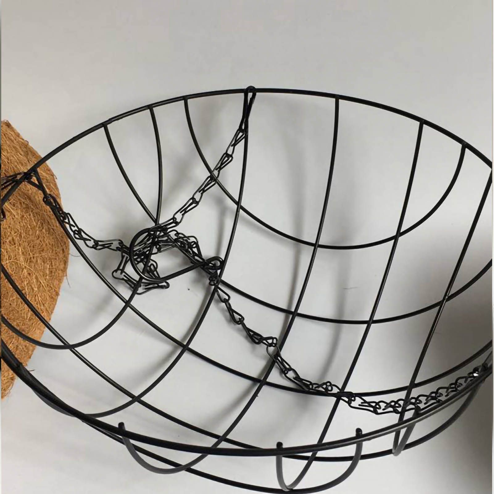 Hanging Basket Flower Pot Half Round Wire Plant Holder with Chain for Porch Garden Balcony Decoration 12in Dia 30cm Height - Image 4
