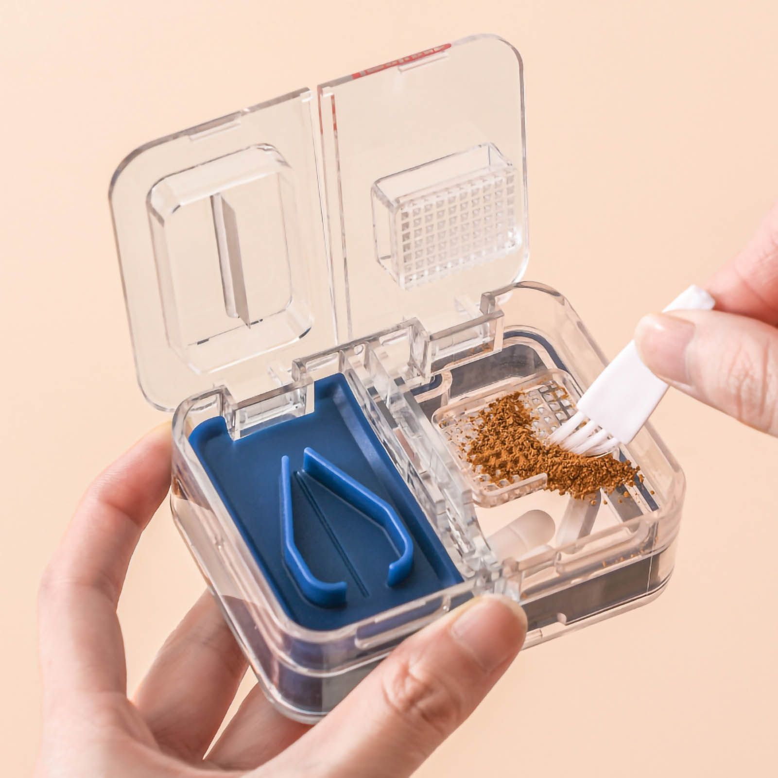 Portable Dispense Medicine Box Mini Small Pill Case Cutting Grinding Medicine Sealed Medicine Storage Box Blue - Image 5