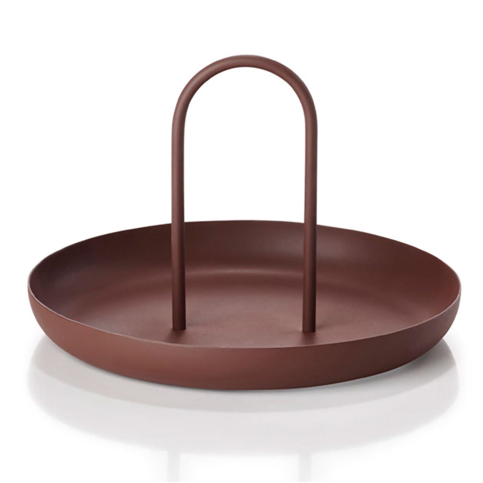 Serving Tray Metal Round Portable Table Top Storage Tray Simple Modern Style with Handle Red - Image 1