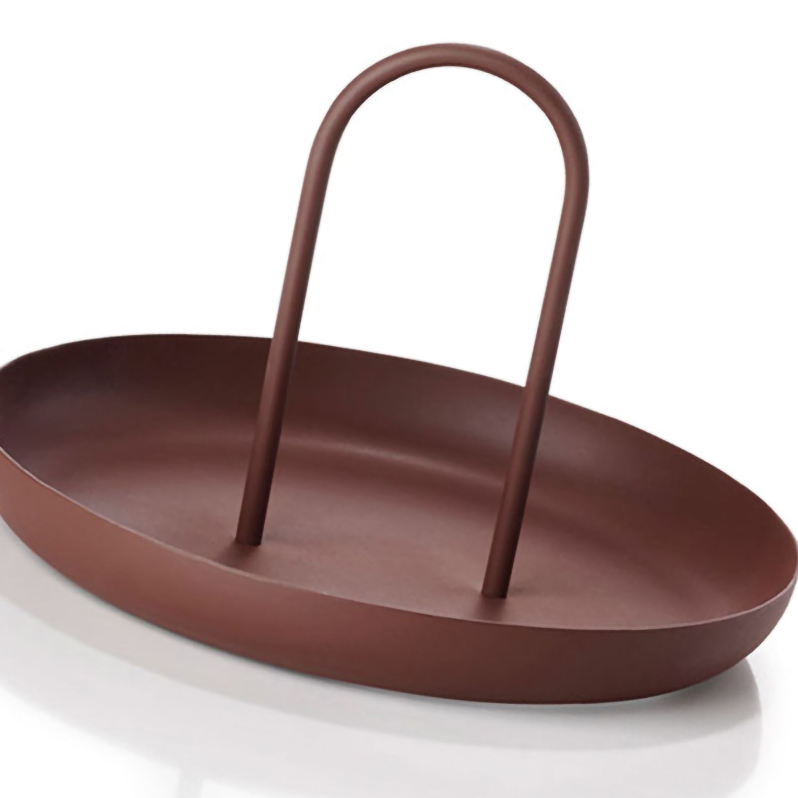 Serving Tray Metal Round Portable Table Top Storage Tray Simple Modern Style with Handle Red - Image 2