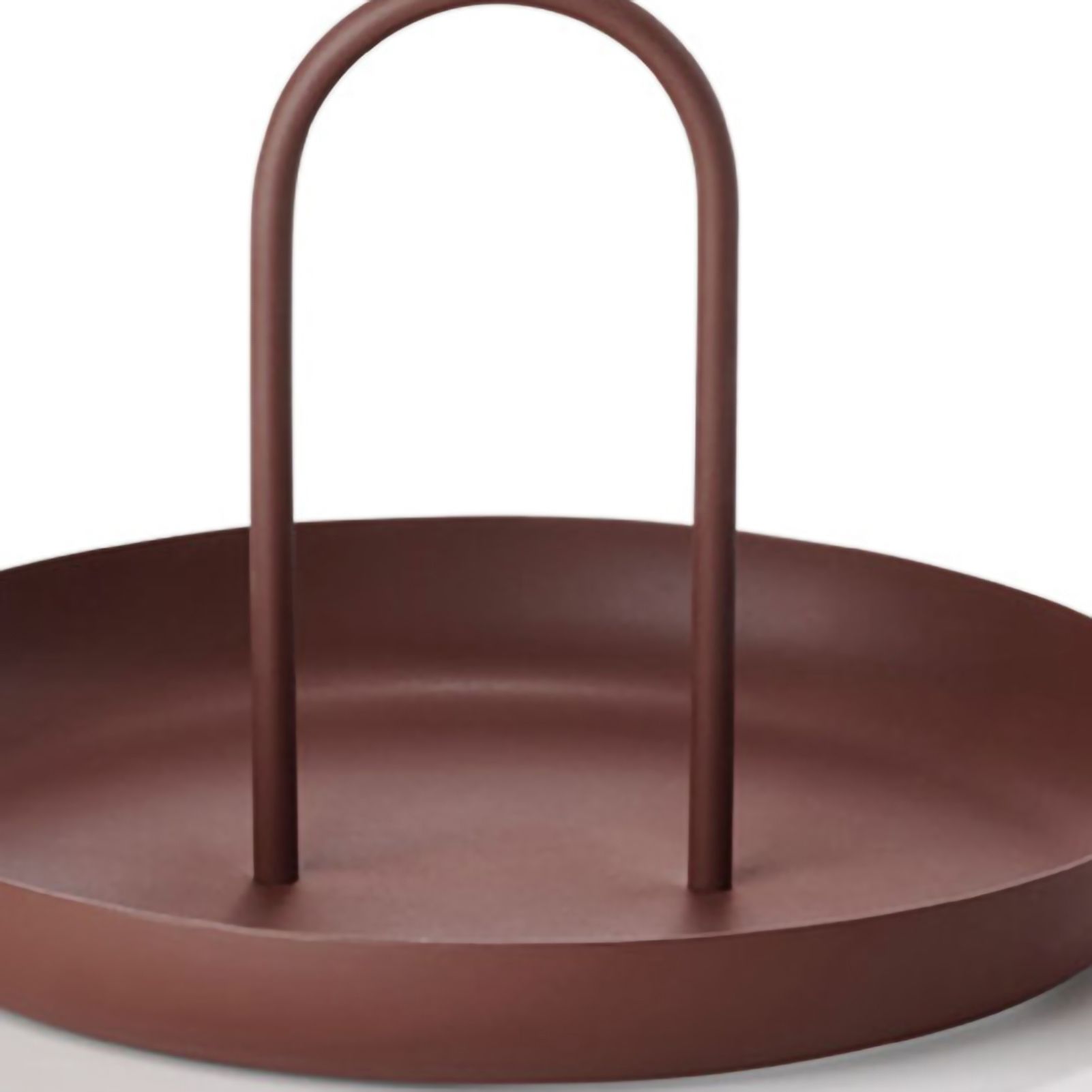 Serving Tray Metal Round Portable Table Top Storage Tray Simple Modern Style with Handle Red - Image 5