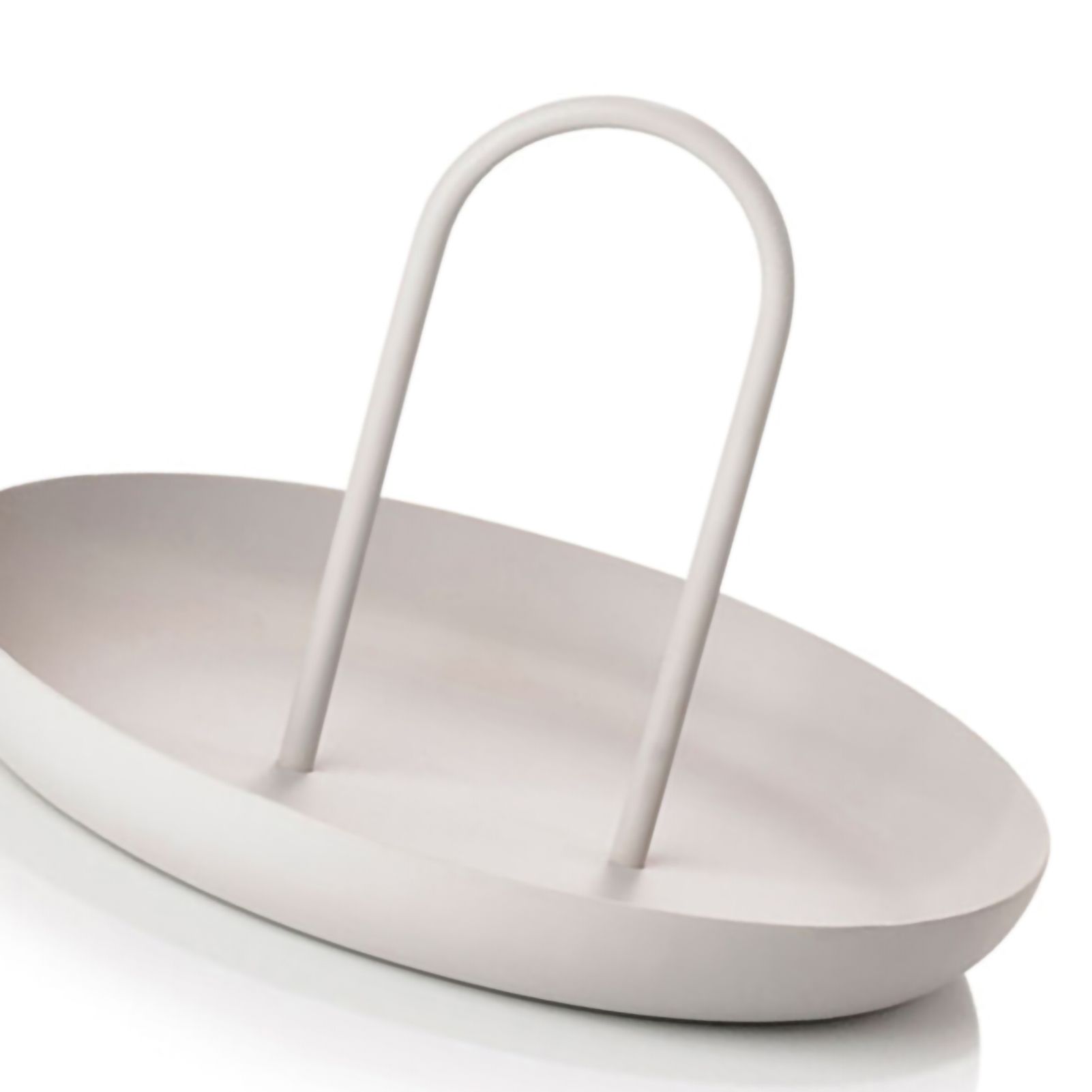 Serving Tray Metal Round Portable Table Top Storage Tray Simple Modern Style with Handle Grey - Image 3