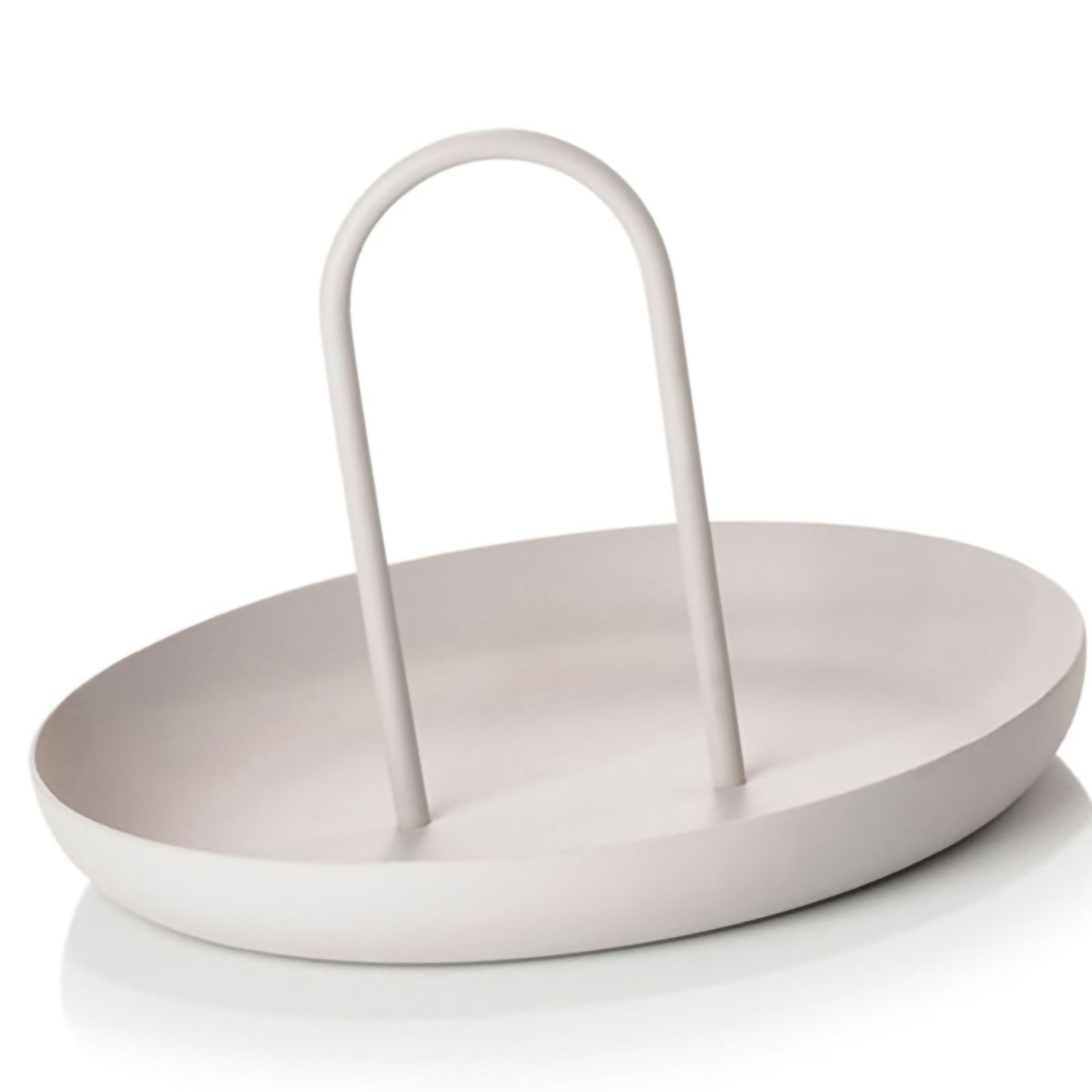Serving Tray Metal Round Portable Table Top Storage Tray Simple Modern Style with Handle Grey - Image 4