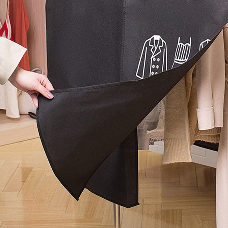 Clothes Dust Cover Nonwoven Dust Prevention Waterproof Transparent Window Design Hanging Garment Protectors Black - Image 3
