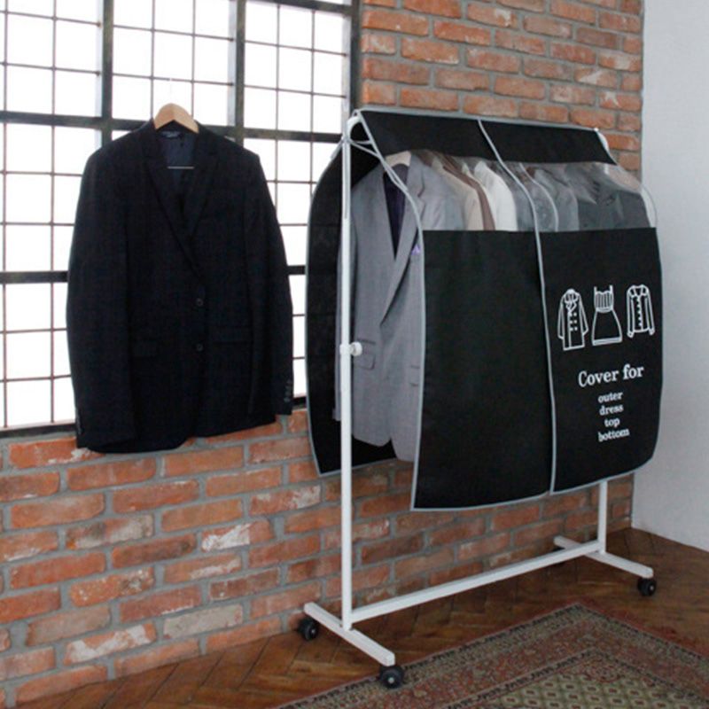 Clothes Dust Cover Nonwoven Dust Prevention Waterproof Transparent Window Design Hanging Garment Protectors Black - Image 5
