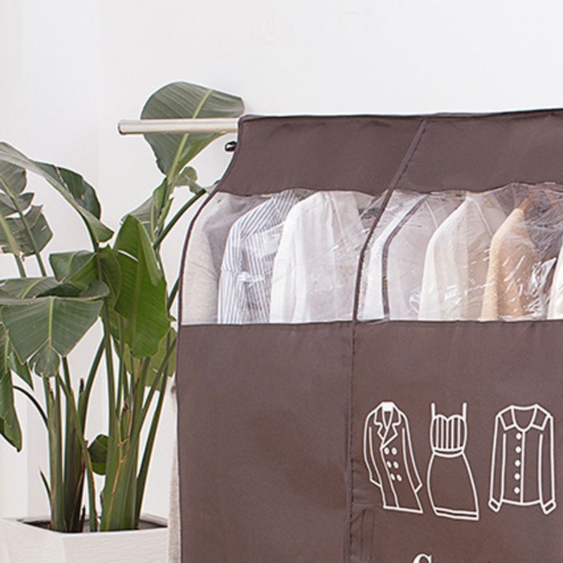 Clothes Dust Cover Nonwoven Dust Prevention Waterproof Transparent Window Design Hanging Garment Protectors Coffee - Image 2