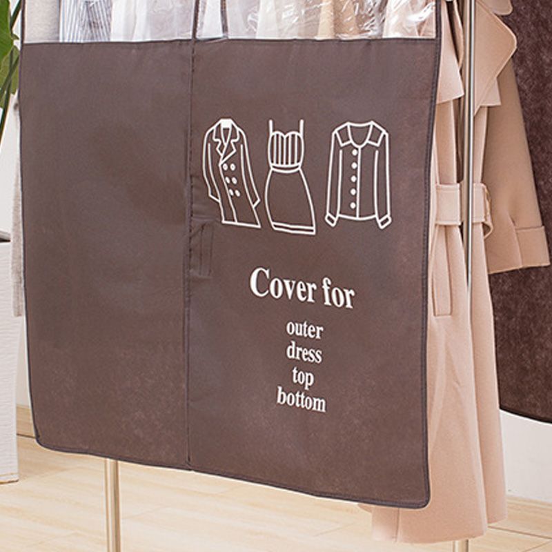 Clothes Dust Cover Nonwoven Dust Prevention Waterproof Transparent Window Design Hanging Garment Protectors Coffee - Image 4