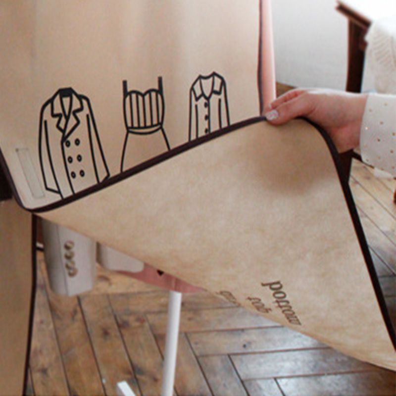 Clothes Dust Cover Nonwoven Dust Prevention Waterproof Transparent Window Design Hanging Garment Protectors Beige - Image 5