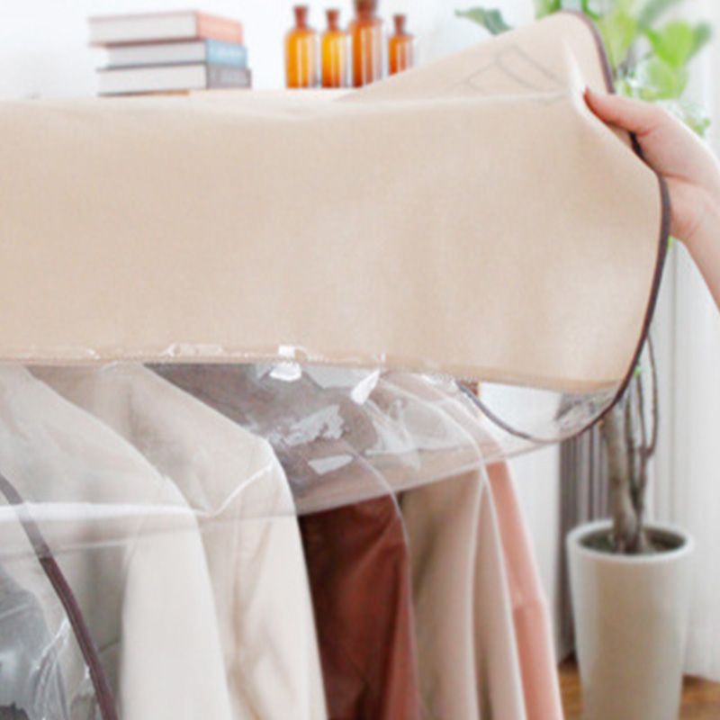 Clothes Dust Cover Nonwoven Dust Prevention Waterproof Transparent Window Design Hanging Garment Protectors Beige - Image 6