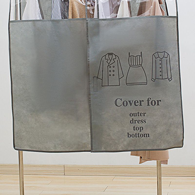 Clothes Dust Cover Nonwoven Dust Prevention Waterproof Transparent Window Design Hanging Garment Protectors Grey - Image 4