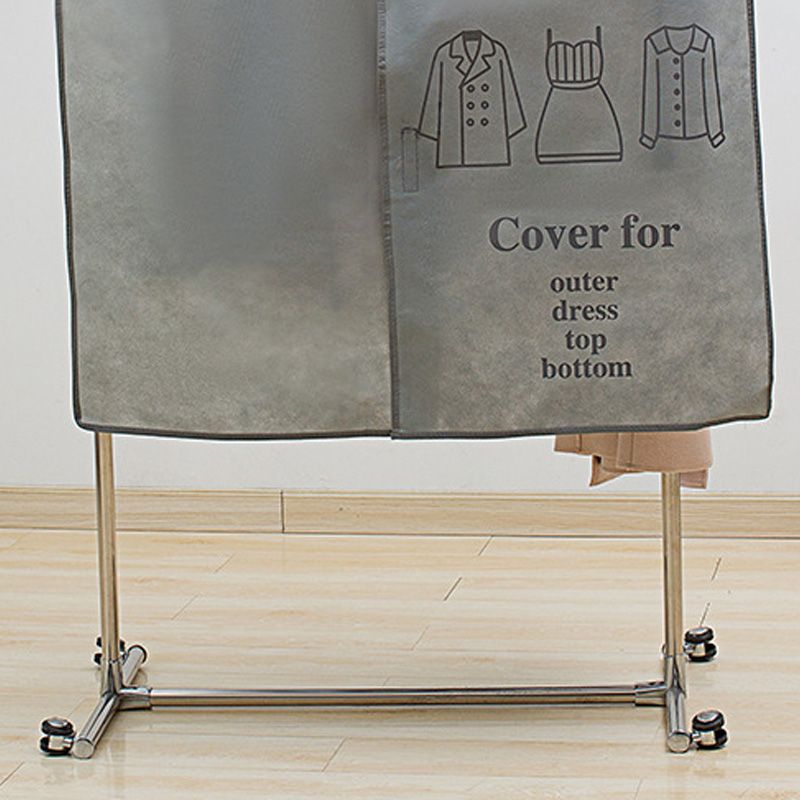 Clothes Dust Cover Nonwoven Dust Prevention Waterproof Transparent Window Design Hanging Garment Protectors Grey - Image 5