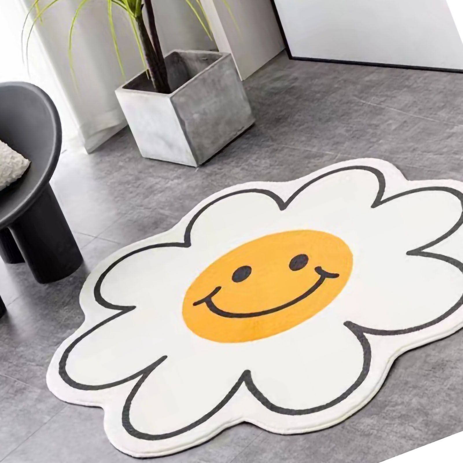 Cute Flower Rug Cartoon Pattern Home Bedroom Bedside Rug Non Slip Water Absorption Floor Mat 001 60cm / 23.6in - Image 4