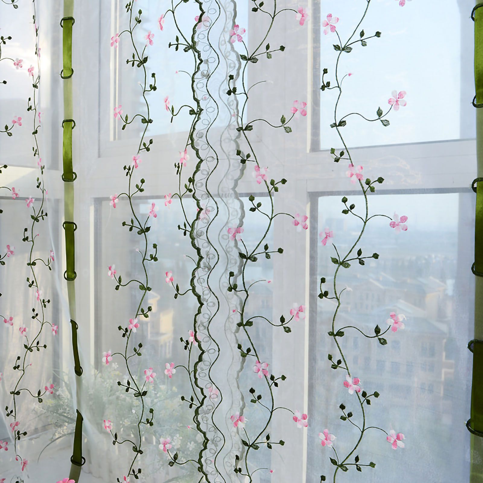 Embroidered Roman Sheer Curtain Classical Floral Window Screen Elegant Embroidered Roman Shade for Bedroom Balcony 2m/78.7in Height - Image 4